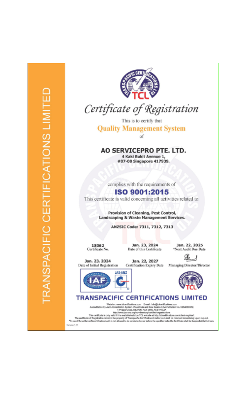 Transpacific Certifications Limited Quality Management System 1 1
